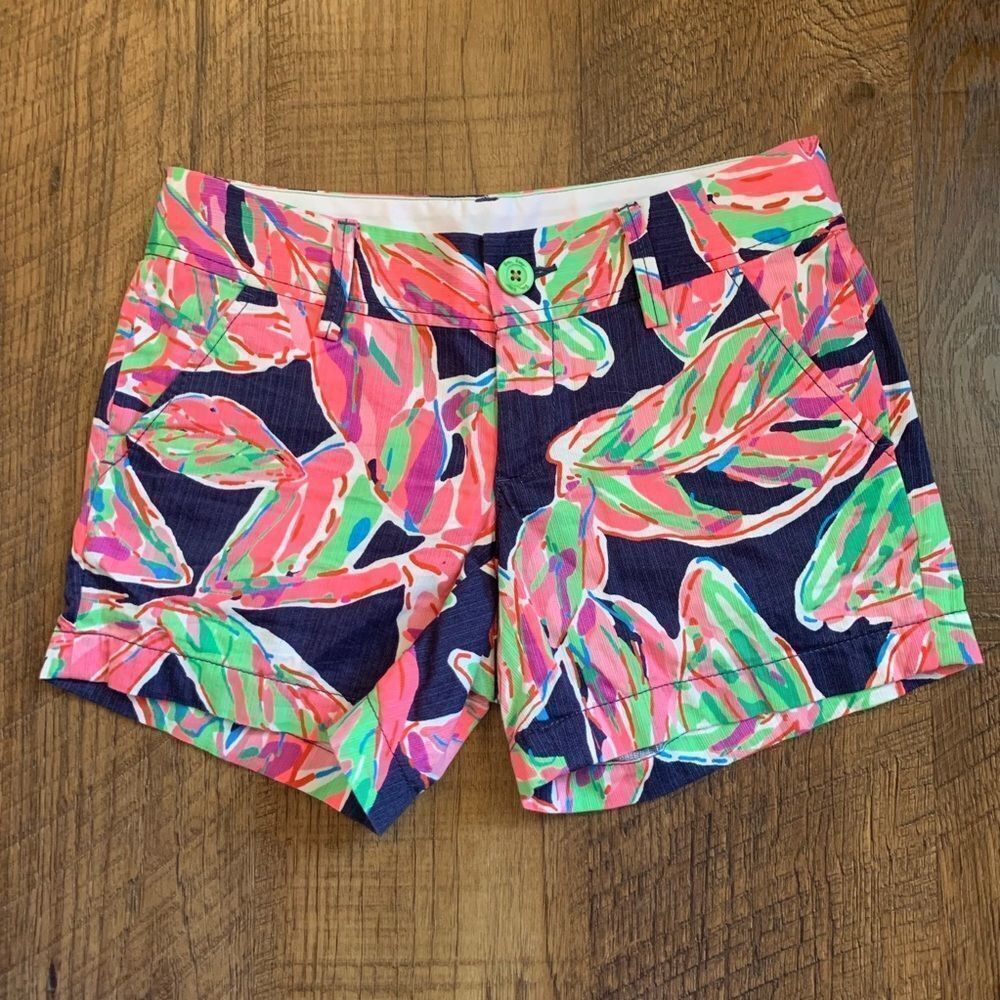 Lilly Pulitzer Callahan Short Size 00 Navy Pink and Green - Picture 1 of 5